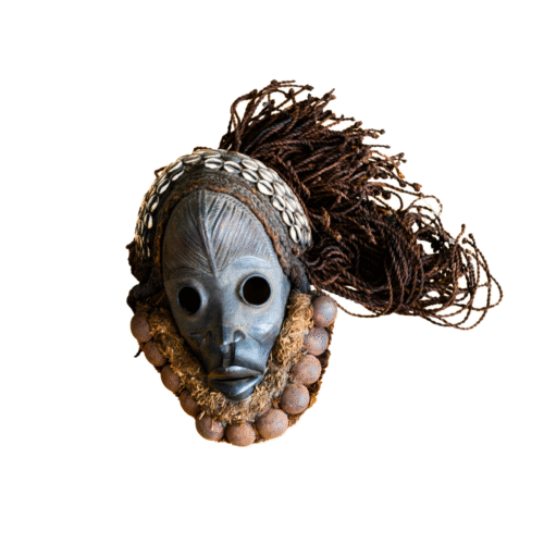 Masque dan avec cauris et tresses (Ouest de la CI)